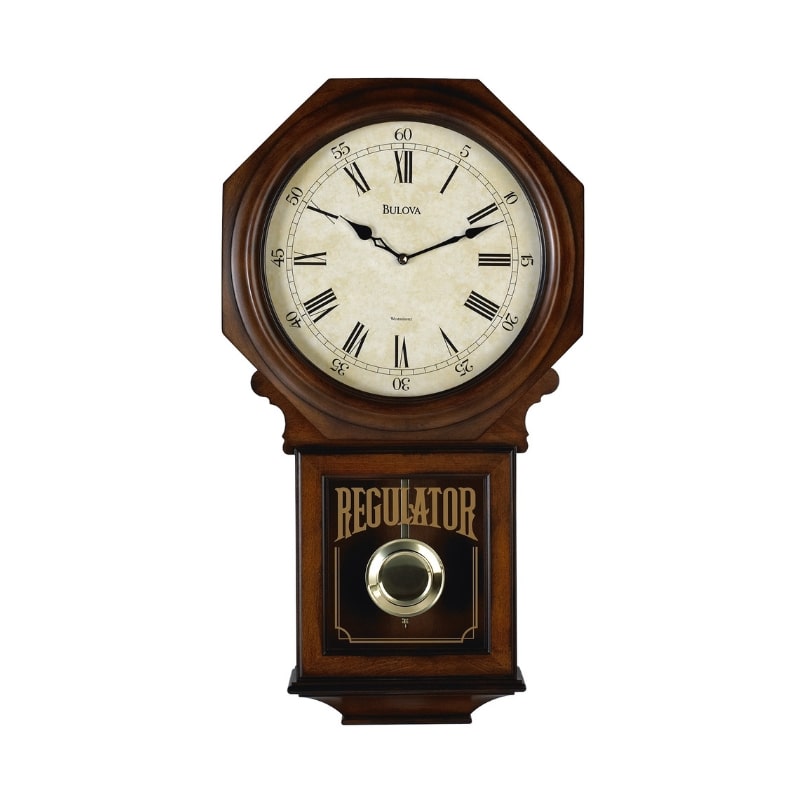 Bulova Ashford Dark Wall Clock Black Hands White Dial C3543