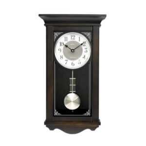 Bulova Elsmere Chiming Pendulum Black Wall Clock – Black Hands – White Dial – C3544